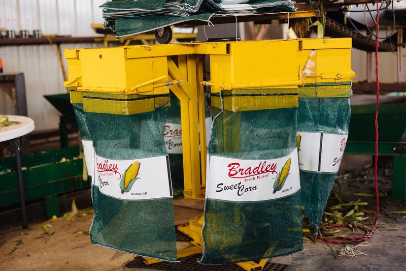 Bags saying "Bradley Fresh Picked Sweet Corn"