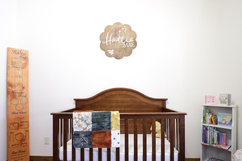 Crib and decorations in child's room